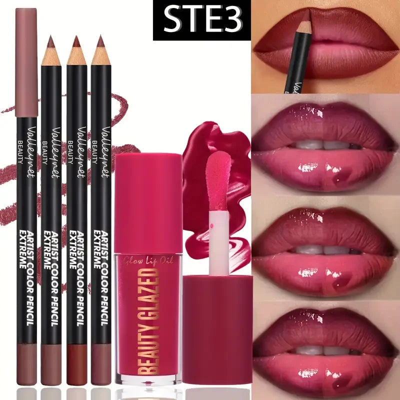 4-Piece Matte Lip Kit – Lip Liners & Lip Glaze