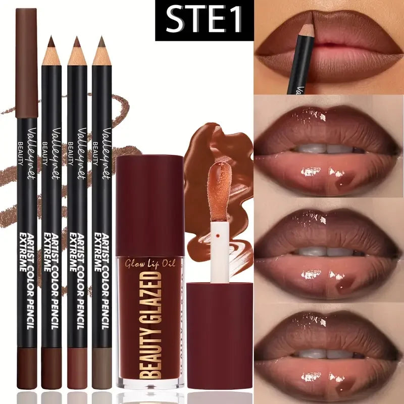 4-Piece Matte Lip Kit – Lip Liners & Lip Glaze