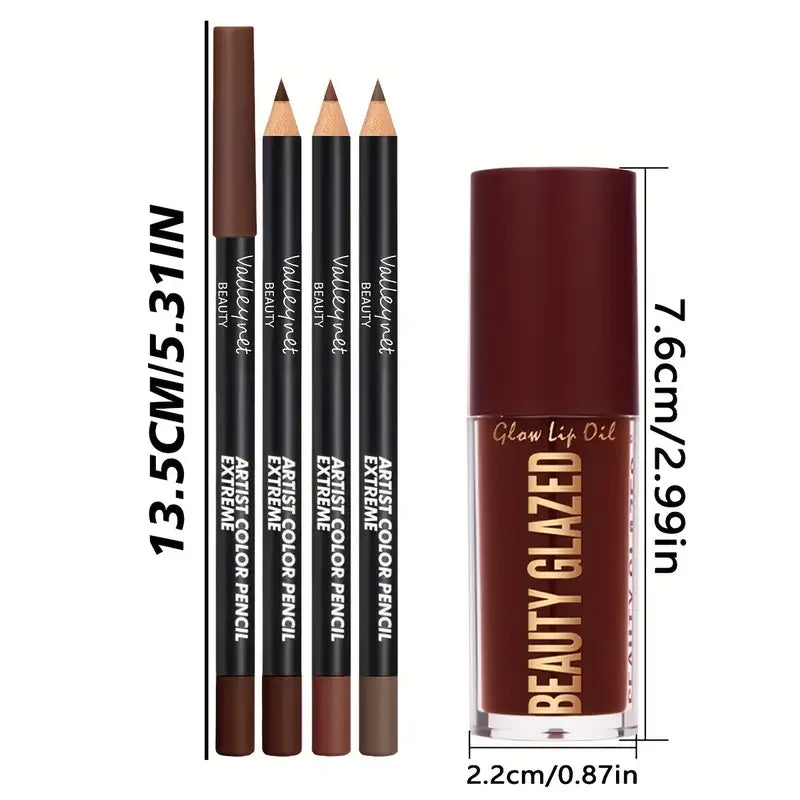 4-Piece Matte Lip Kit – Lip Liners & Lip Glaze