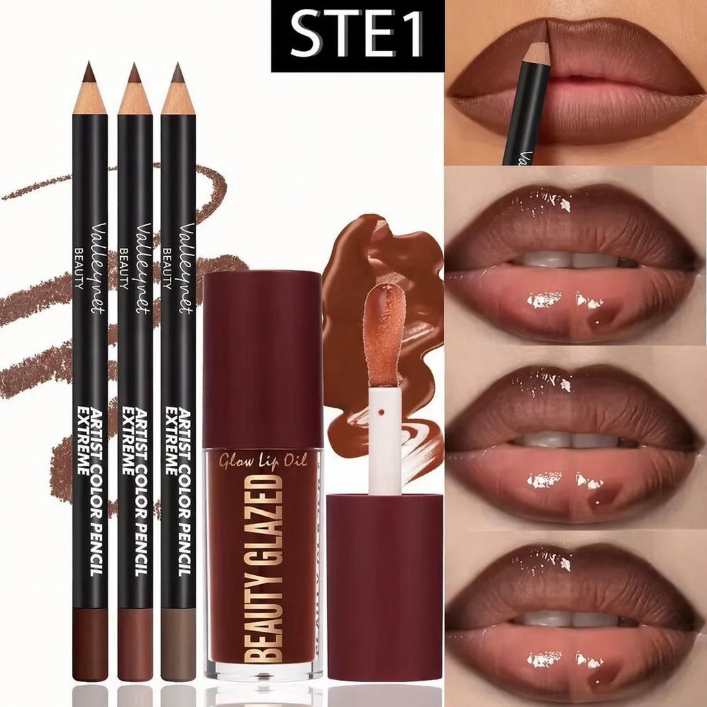 4-Piece Matte Lip Kit – Lip Liners & Lip Glaze