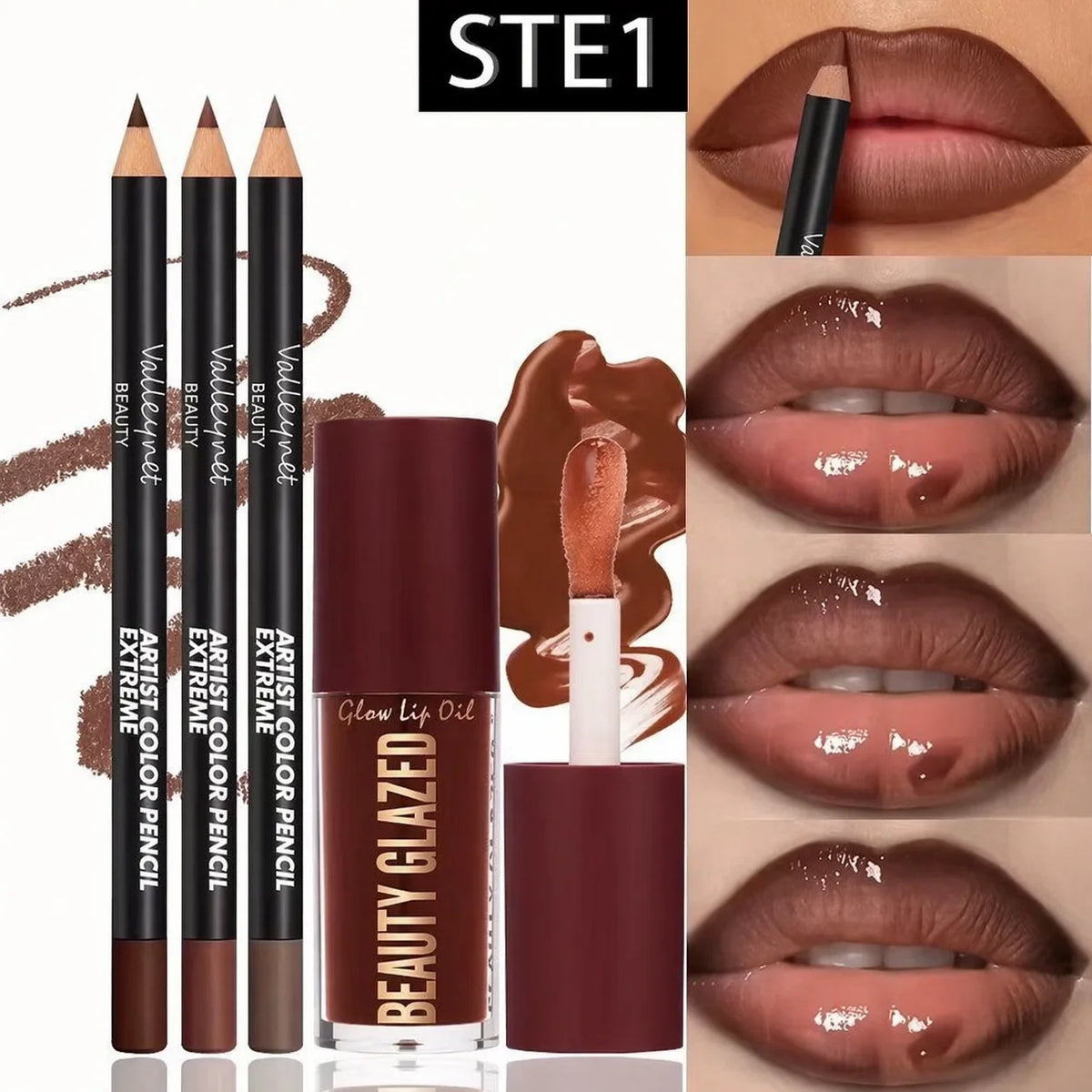 4-Piece Matte Lip Kit – Lip Liners & Lip Glaze