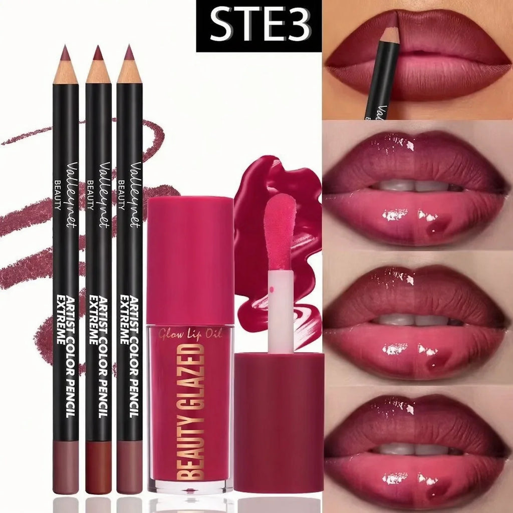 4-Piece Matte Lip Kit – Lip Liners & Lip Glaze