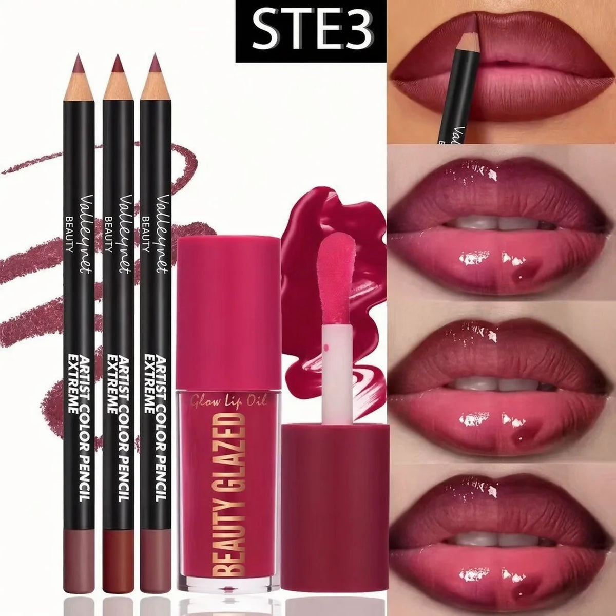 4-Piece Matte Lip Kit – Lip Liners & Lip Glaze