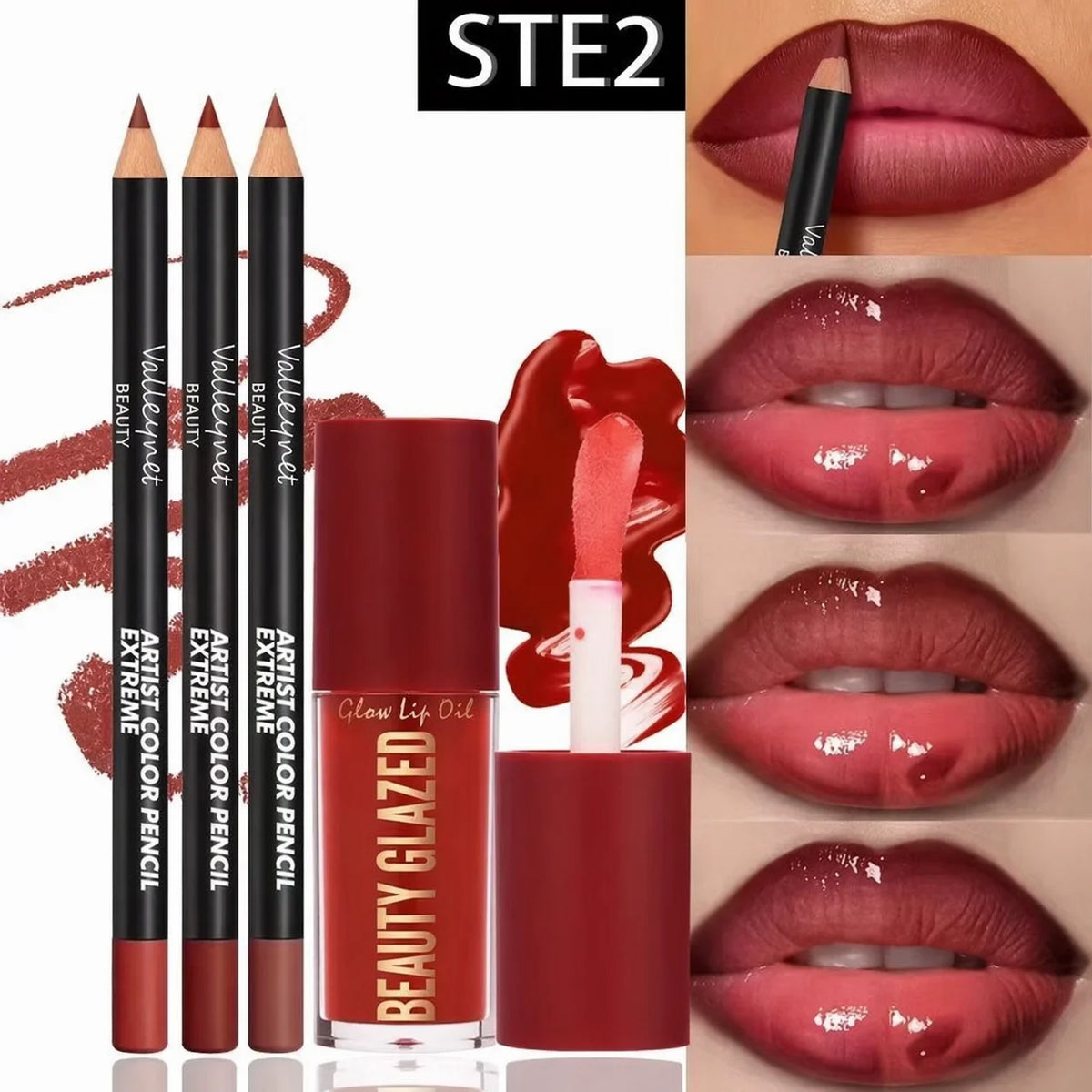 4-Piece Matte Lip Kit – Lip Liners & Lip Glaze