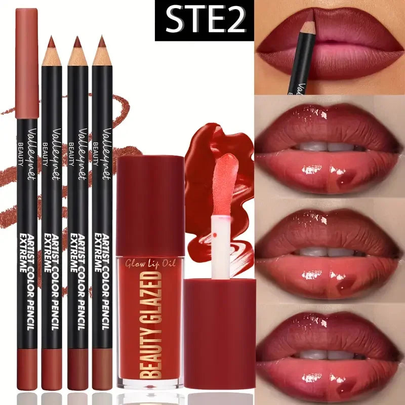 4-Piece Matte Lip Kit – Lip Liners & Lip Glaze